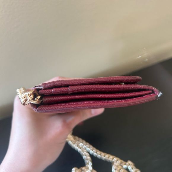 Prada Milano Made in Italy Wine Red Snap Wallet with unbranded chain - Picture 9 of 16